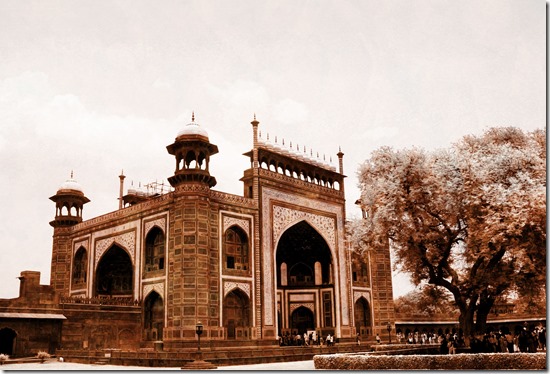 Before entrance on the right side